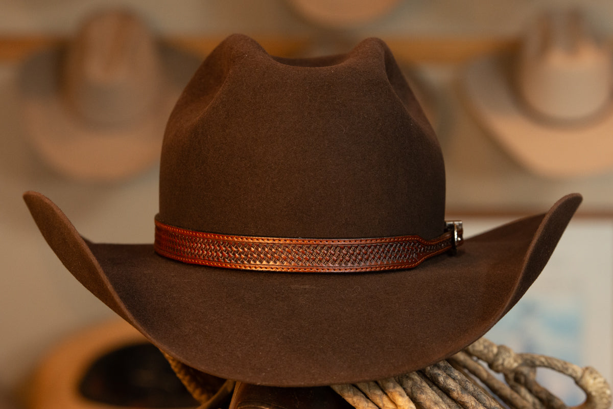Dark Brown Wide Pinch Style Hat (Size 7 3/8)