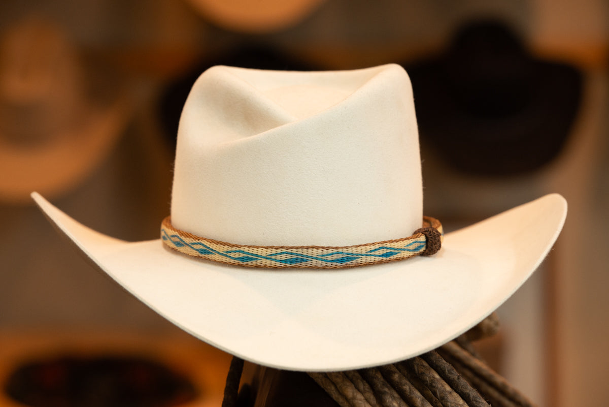 White Folded Fedora Western Hat (Size 6 7/8-)