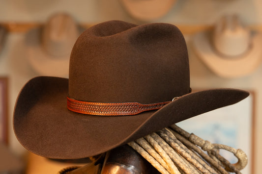 Dark Brown Wide Pinch Style Hat (Size 7 3/8)