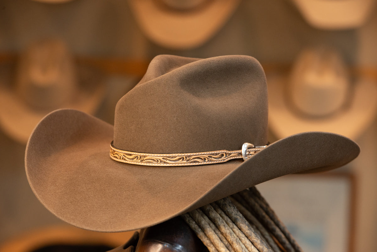 Pecan Folded Fedora Style Hat (Size 7)