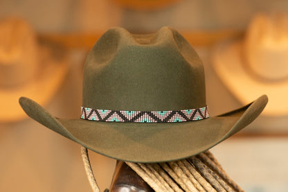 Moss Green Sloped Cattleman's Style Hat (Size 7 1/8)