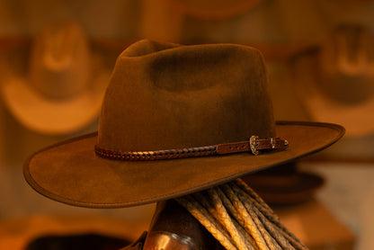 100% Beaver Dress Weight Dark Brown Fedora Hat (Size 7 3/8)