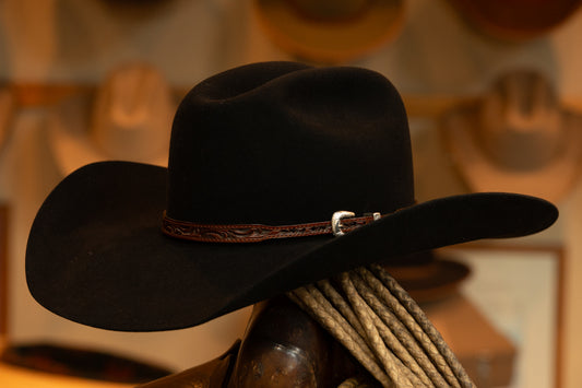 20X Premium Beaver Black Cattleman's Cowboy Hat (Size 7 3/8 )
