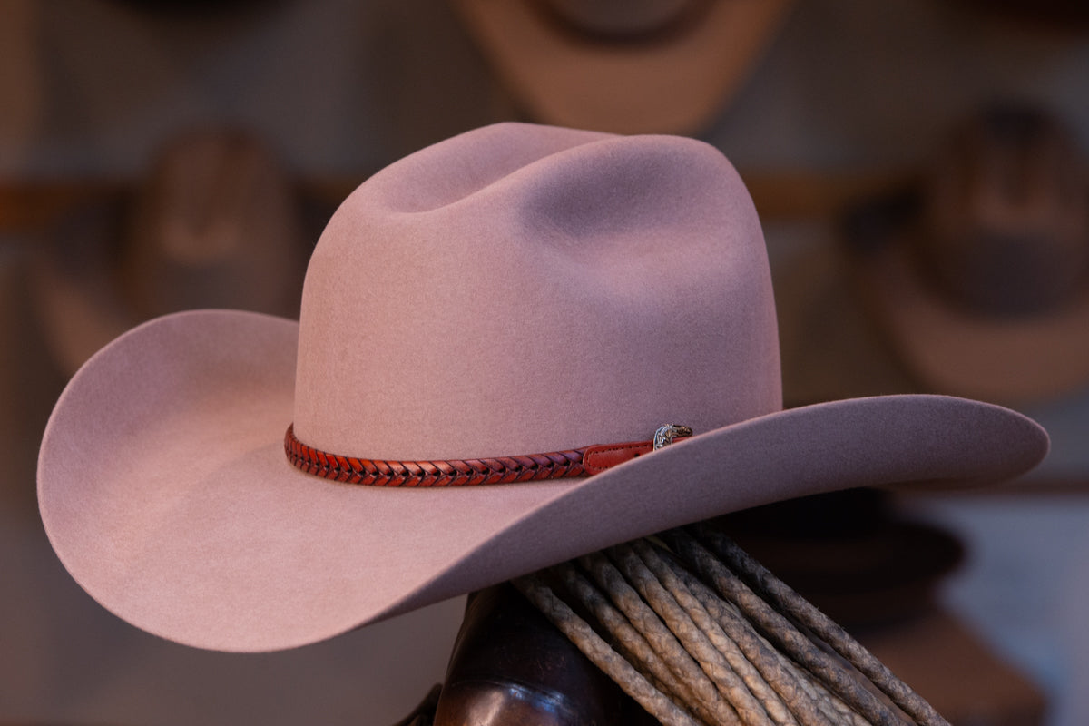 50X Beaver Old Rose Sloped Cattleman's Cowboy Hat (Size 7+)