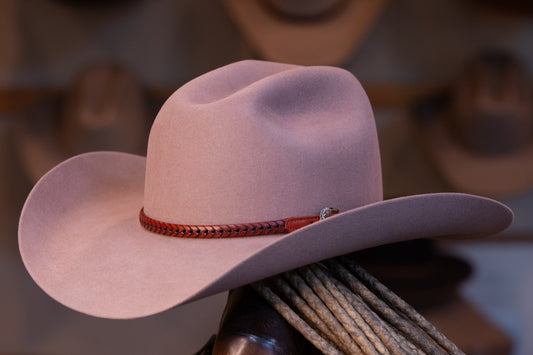 50X Beaver Old Rose Sloped Cattleman's Cowboy Hat (Size 7+)