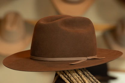100% Beaver Sable Brown Open Road Cattleman's (Dress weight, Size 7 1/8)