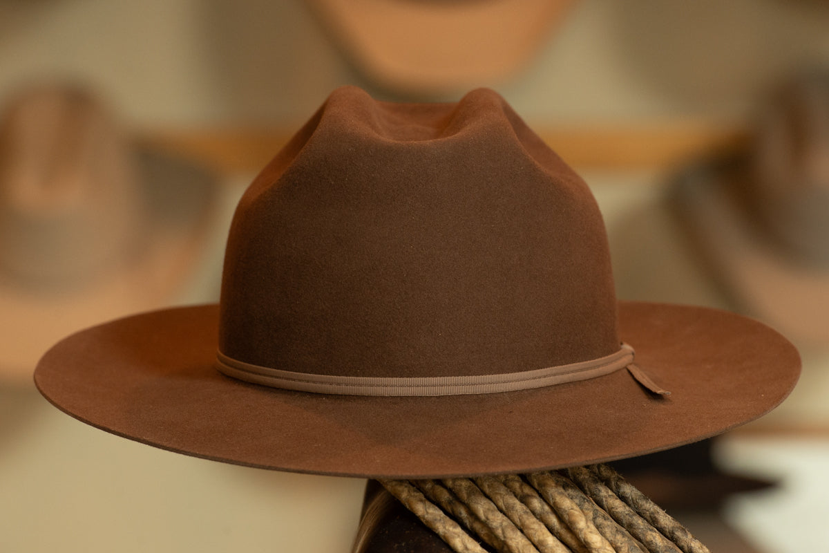 100% Beaver Sable Brown Open Road Cattleman's (Dress weight, Size 7 1/8)