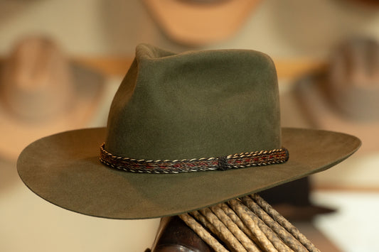 100% Beaver Moss Green Pinch (Dress weight, Size 7 3/8-)