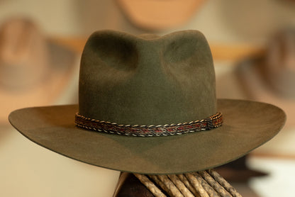 100% Beaver Moss Green Pinch (Dress weight, Size 7 3/8-)