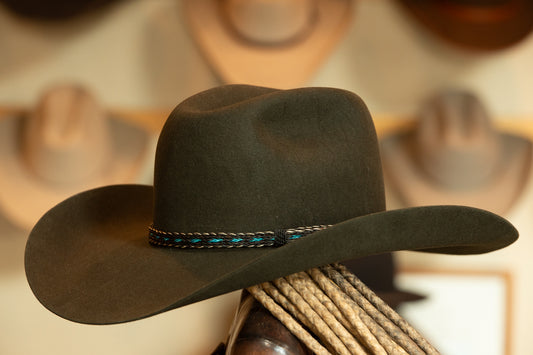 50X Beaver Charcoal Black Wide Pinch Cowboy Hat (Size 7 3/8)