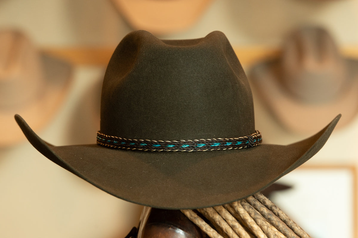 50X Beaver Charcoal Black Wide Pinch Cowboy Hat (Size 7 3/8)