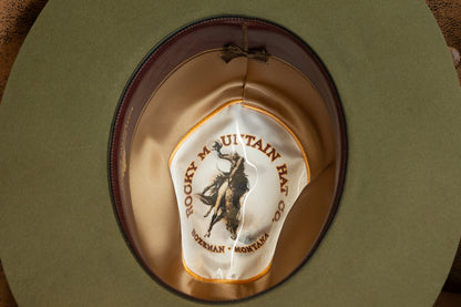 50X Beaver Military Green Wide Pinch Cowboy Hat (Size 7 5/8)