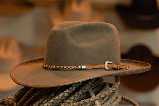 100% Beaver Dress Weight Pecan Fedora/Town Hat (Size 7)