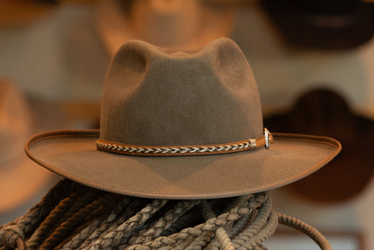 100% Beaver Dress Weight Pecan Fedora/Town Hat (Size 7)