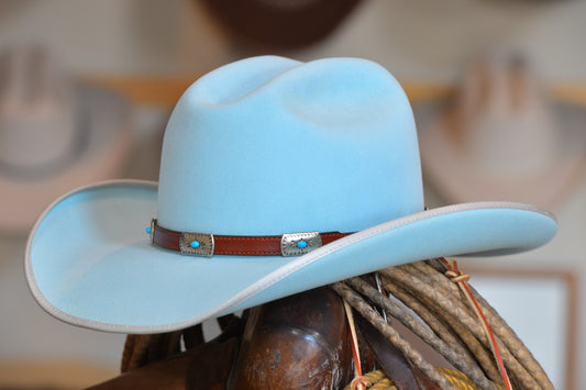 Sky Blue Sloped Cattlemans Hat (Size 7+, 7 1/8-)
