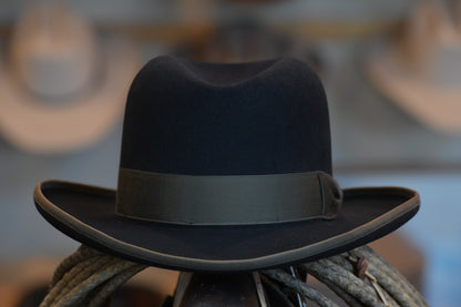 100% Beaver Black Homburg (Dress weight, Size 7 1/8)